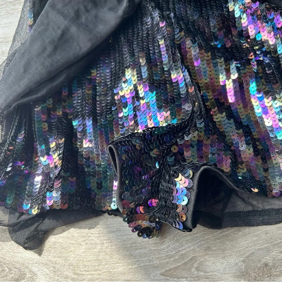 BeBe Lace Sequin  Long Sleeve Romper - Picture 5 of 14